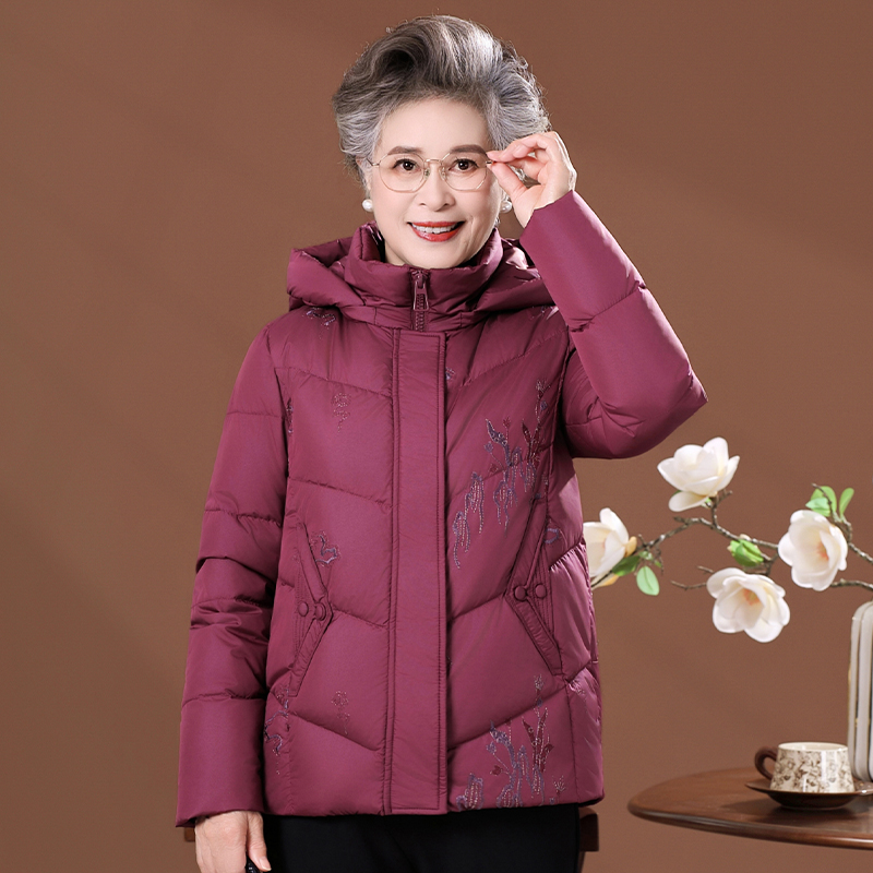中老年羽绒服女中长款妈妈大码加厚冬装老人奶奶太太冬季休闲外套