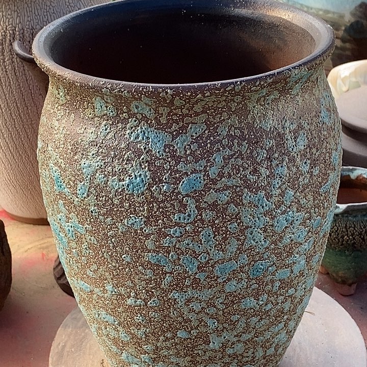 紫砂花盆口20高度28绿色福利