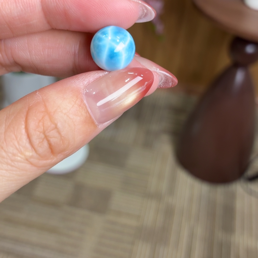 针钠钙石（海纹石）未镶嵌颈饰火山蓝海纹单珠2.6g
