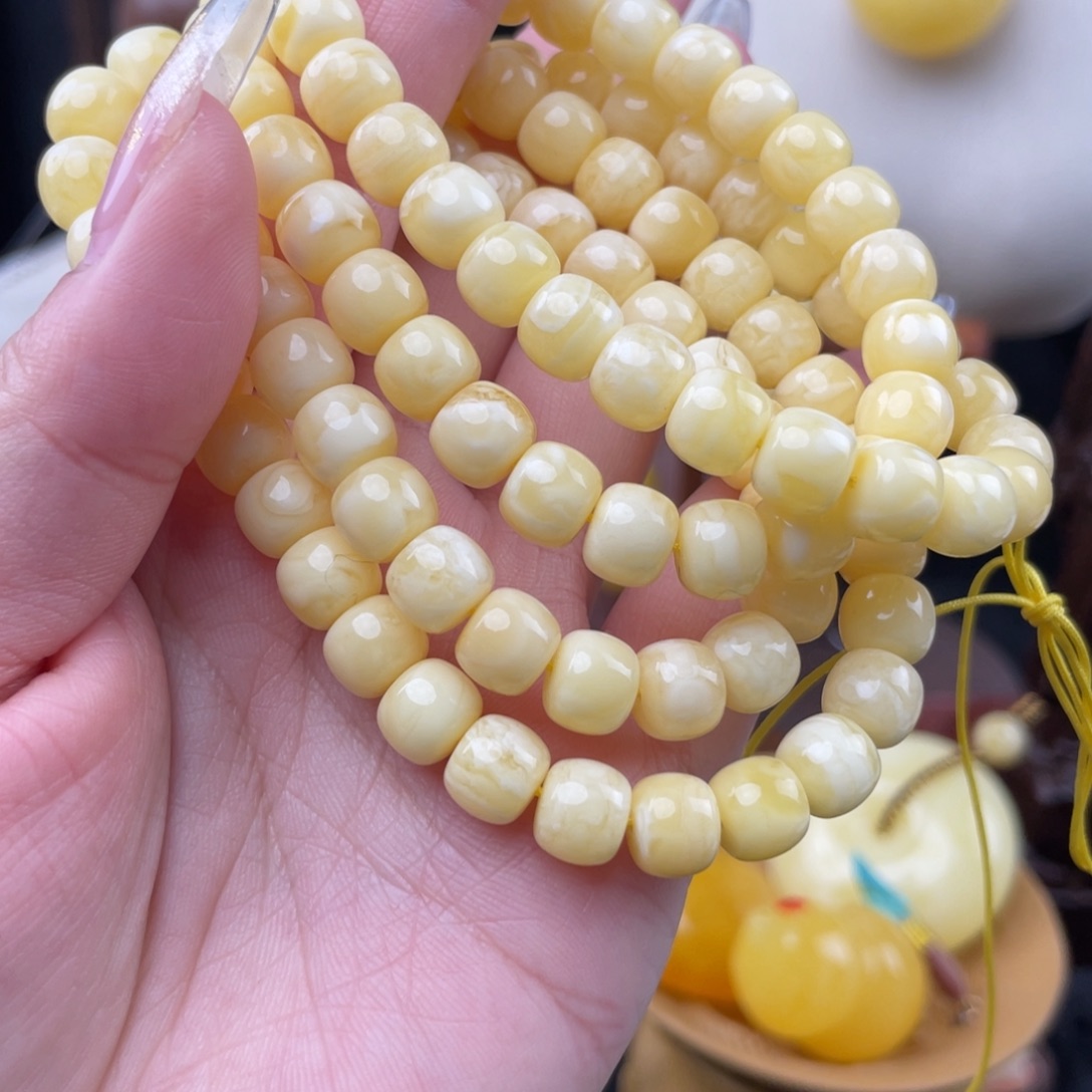 琥珀未镶嵌裸石浓蜡虎皮108，8➕