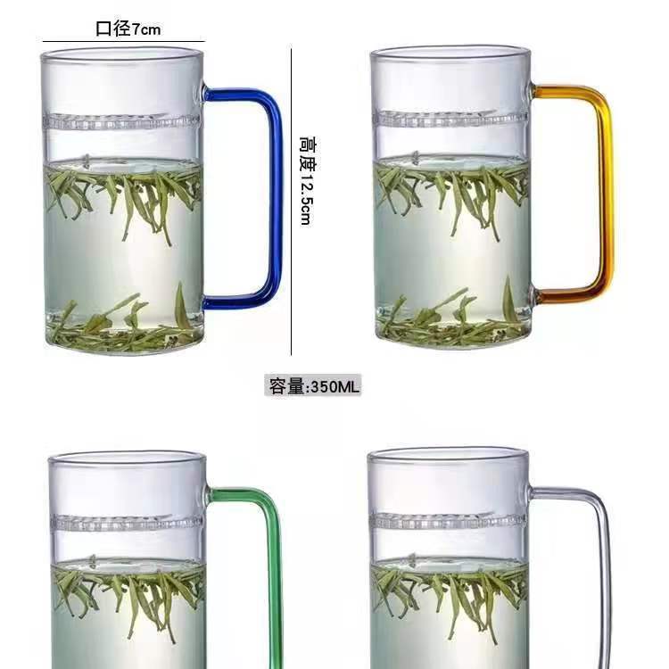 【源头工厂】产地货源高硼硅耐热玻璃绿茶杯透明一体式茶水分离过滤