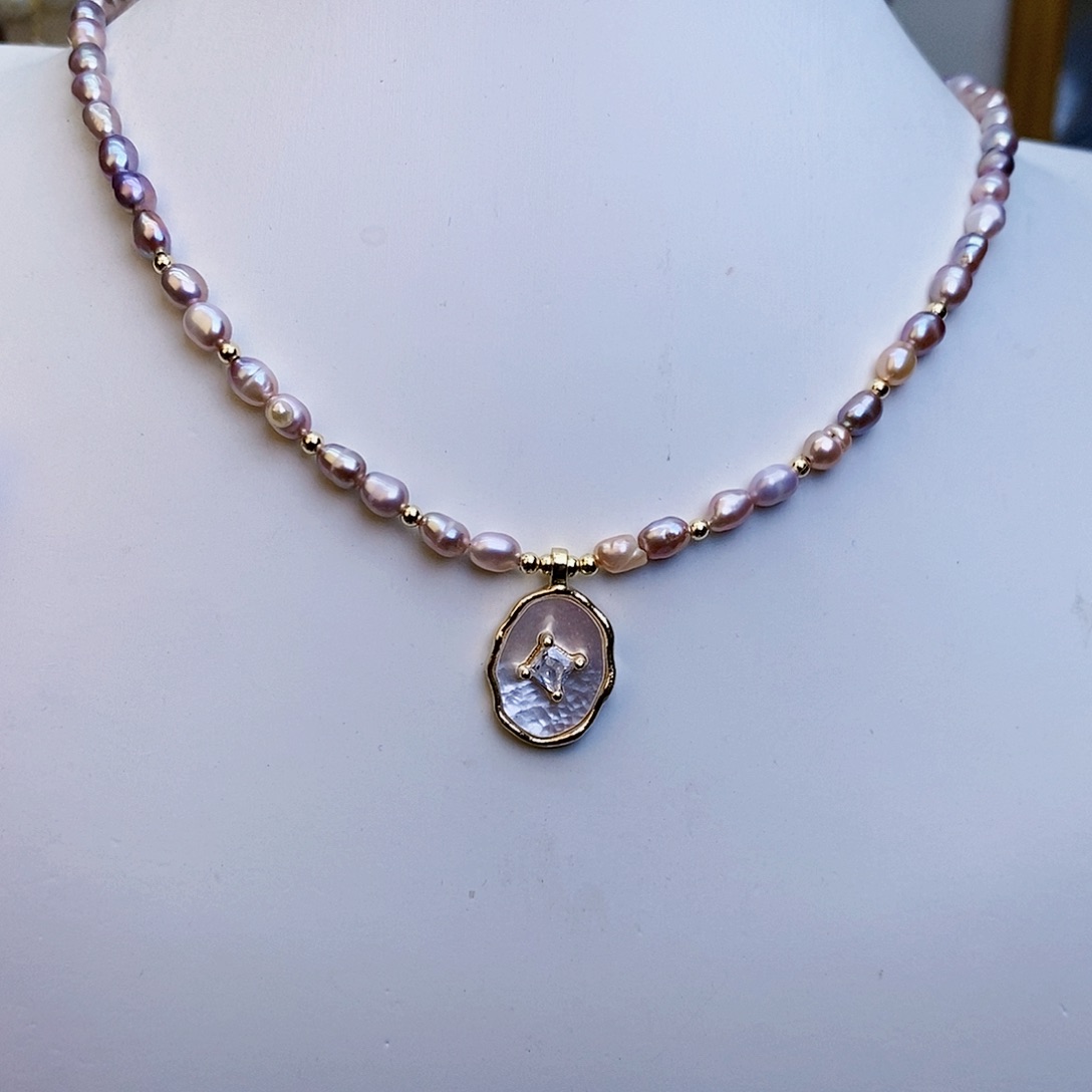 淡水珍珠颈饰银S925镶嵌