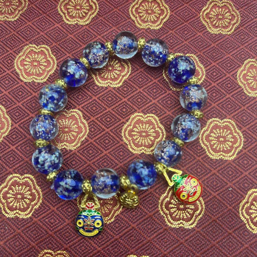 【尚古阁轩】金霸蓝紫色满天星圆珠手串（不带礼盒）