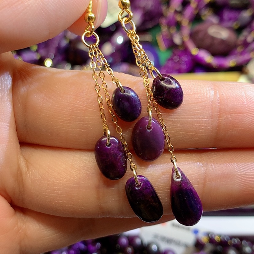 【闪购商品】苏纪石（舒俱来）耳钩银S925镀金镶嵌