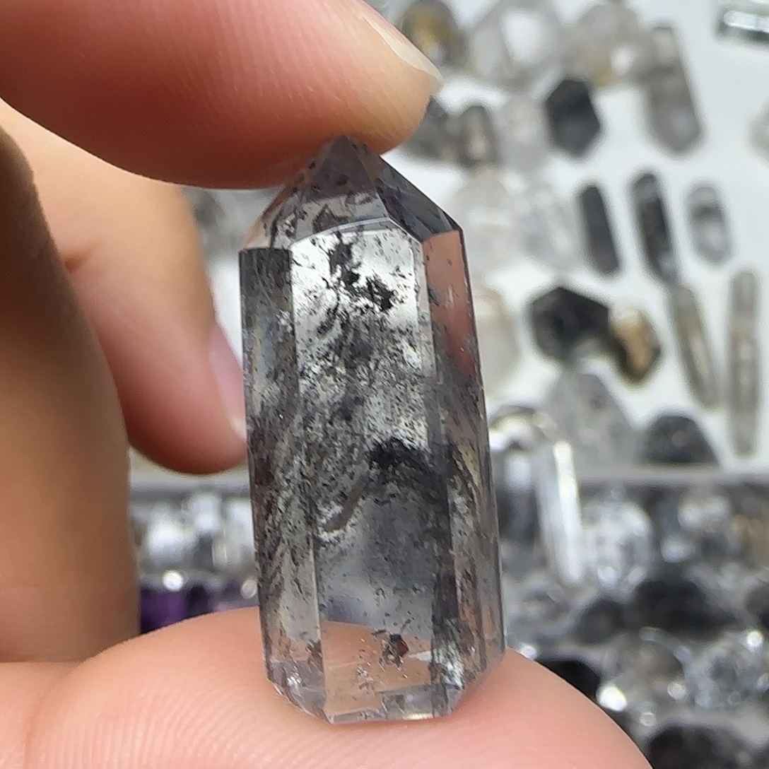 水晶珠宝半成品未镶嵌散墨飘花单尖随形