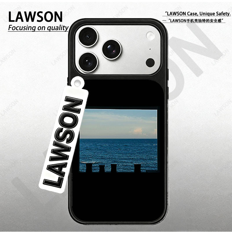 记忆大海磨砂磁吸黑边苹果17promax/16/15华为小米防摔防汗手机壳