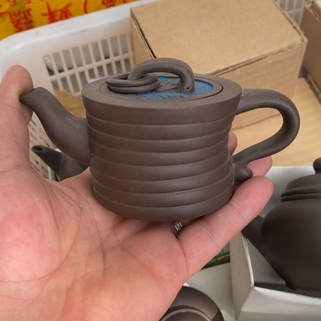 茶壶紫砂80年代紫泥金钱壶130cc原包装