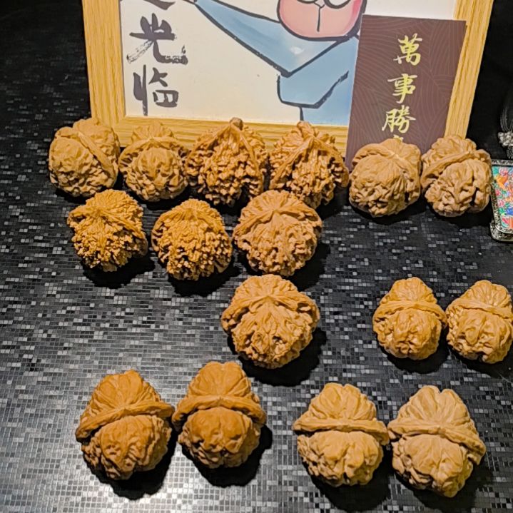 文玩核桃把件未**缪蛤蟆头2对