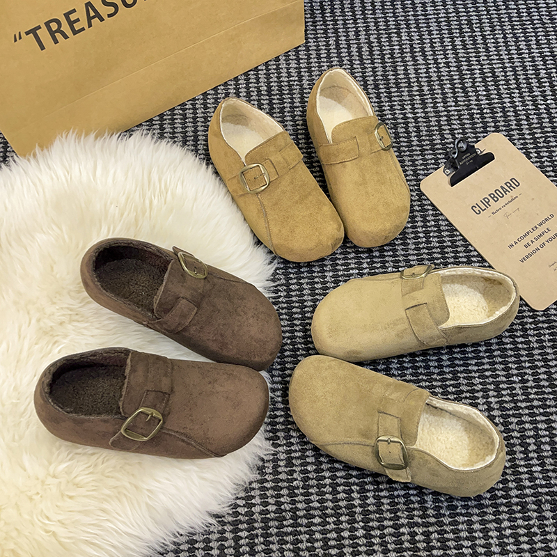 冬季博肯鞋棉鞋外穿加绒勃肯鞋子女2025年新款百搭豆豆鞋休闲低帮