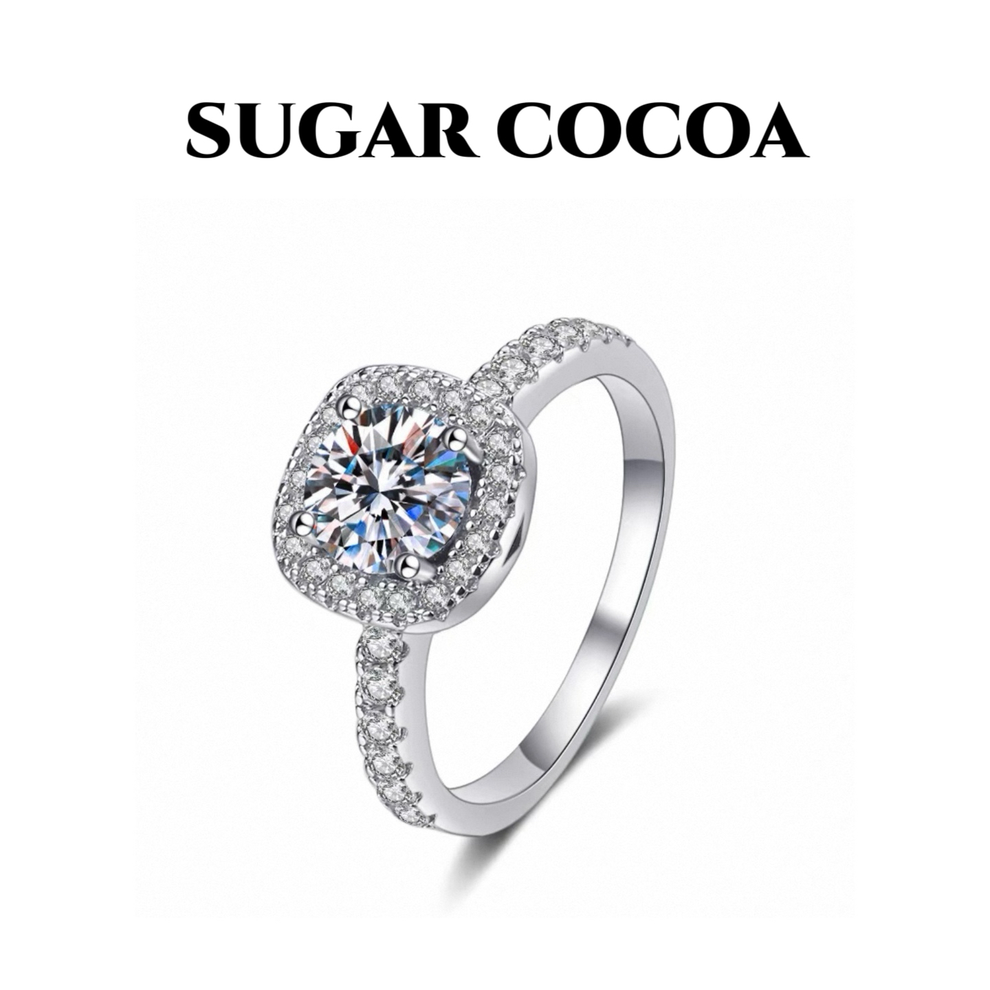 铜合金合成锆石戒指 【SUGAR KEKE】时尚方糖戒指女高级感