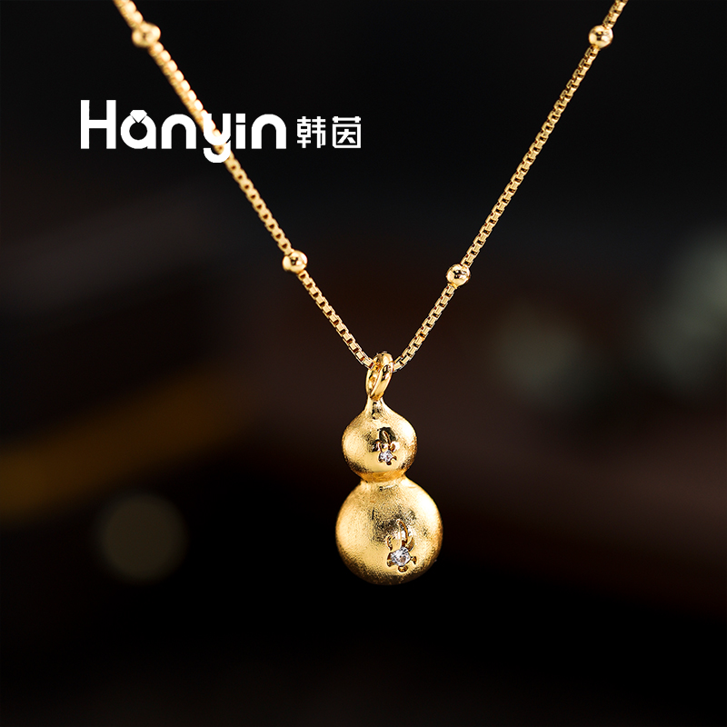 铜合金项链 时尚百搭气质拉丝葫芦泡泡项链小众高级感饰品