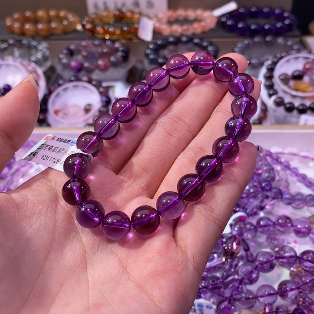 水晶手链未镶嵌池**晨紫水晶高品9+
