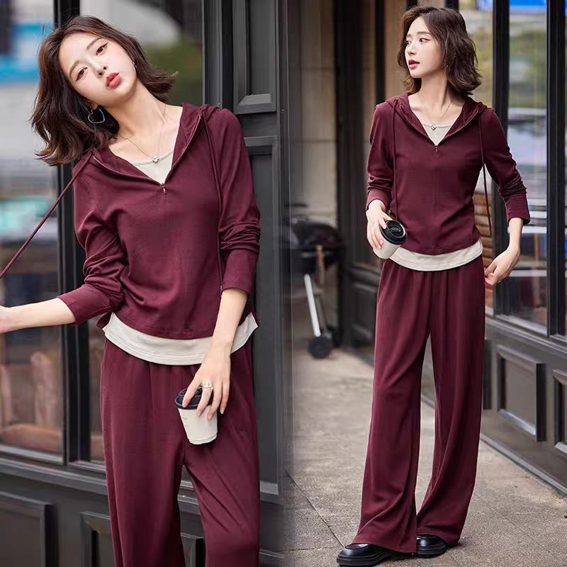 秋冬少女卫衣运动套装气质时尚洋气减龄连帽显瘦长袖春夏阔腿宽松