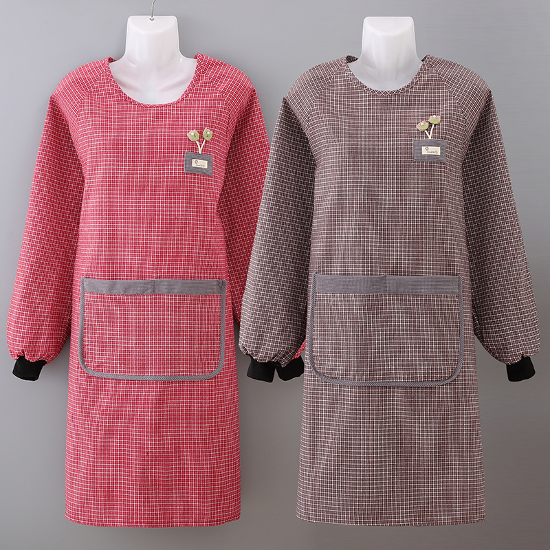 洋气立体花加厚棉布长袖透气罩衣厨房成人做饭保洁罩衣成人女款