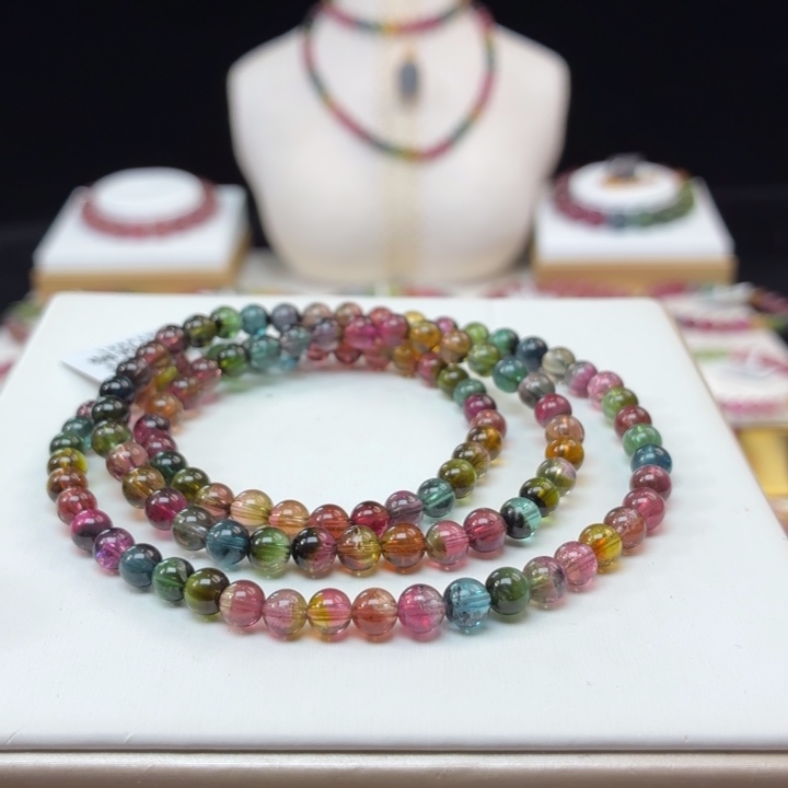 碧玺未镶嵌手链5.3mm±