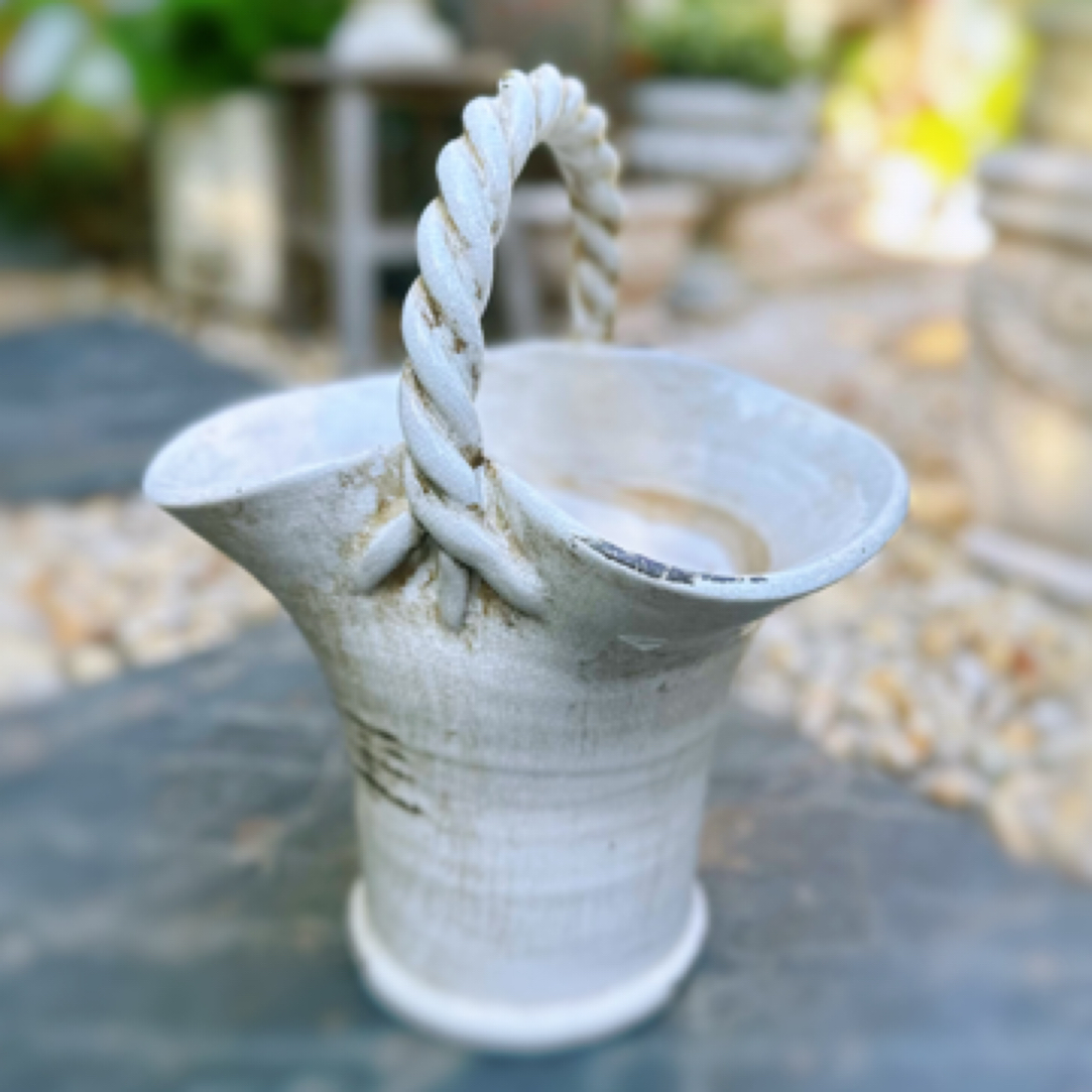 【南乔花园】手工拉丝粗陶上釉复古花篮花盆 小众文艺做旧