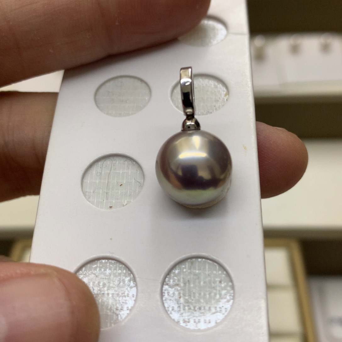 银S925镶嵌淡水珍珠颈饰11-12爱迪生万能扣吊坠