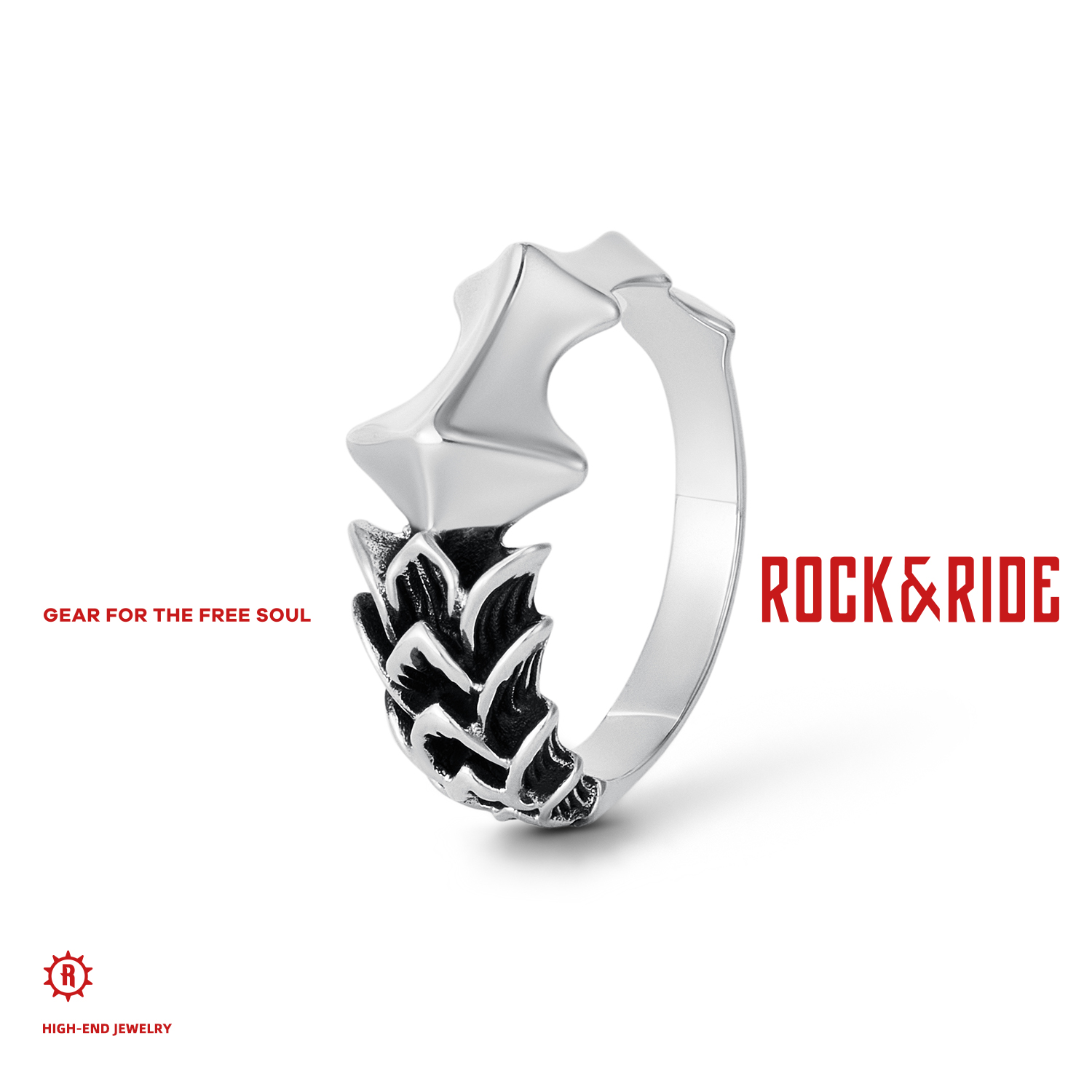 ROCK&RIDE 925银戒指 龙骨龙鳞戒指男士礼物对戒饰品小众高级感