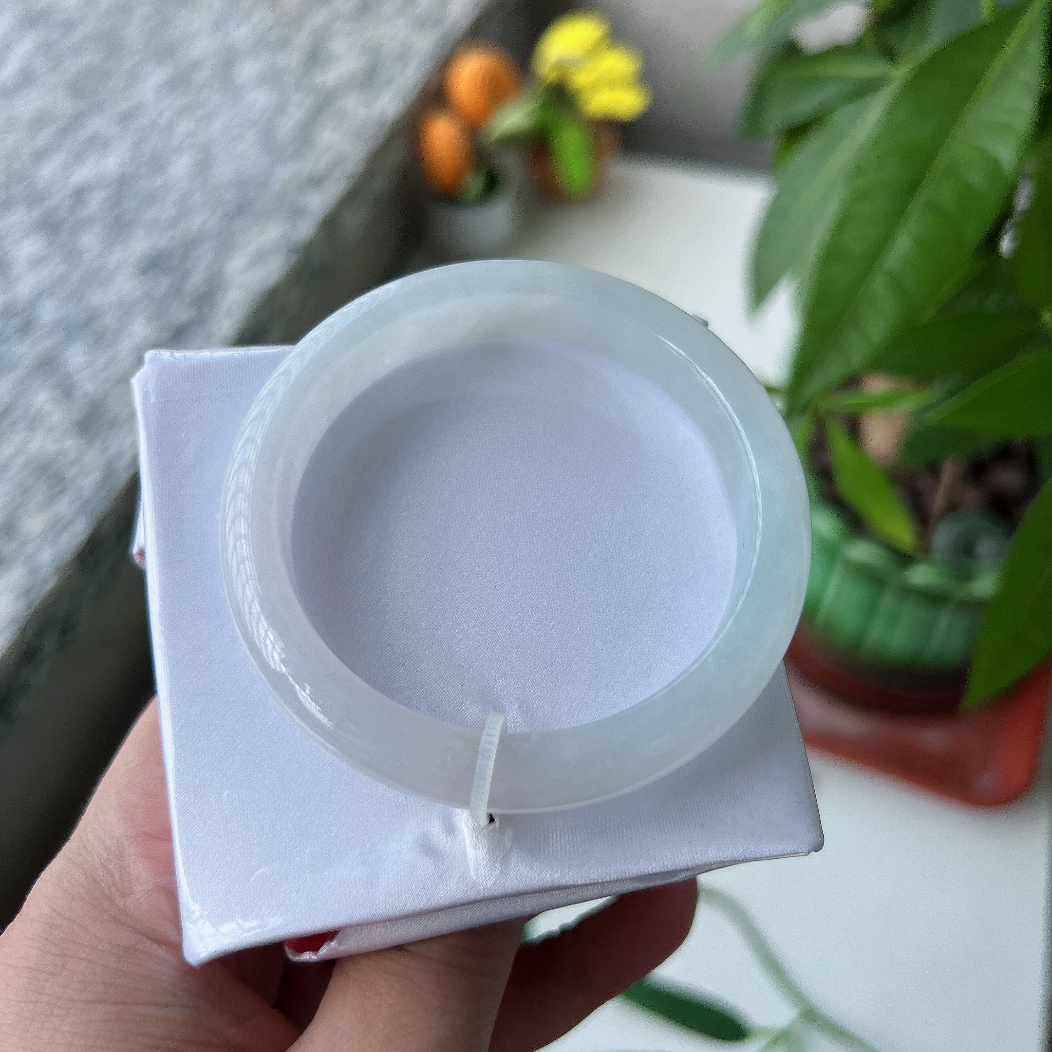 手机实拍0色差缅甸翡翠A货老坑冰种56圈冰透起胶正圈手镯高端正品