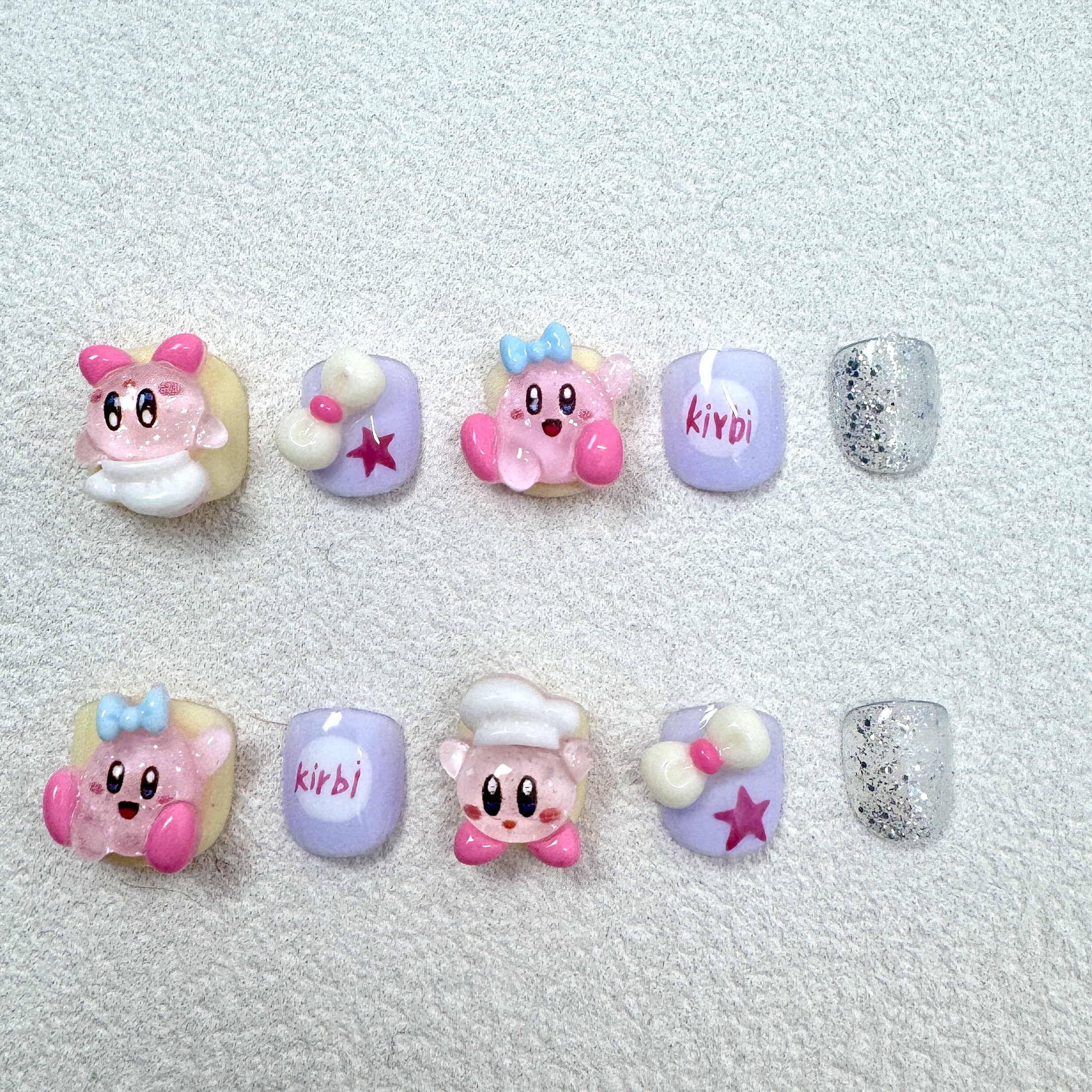 星之卡比女童穿戴美甲可爱短款纯手工立体可拆卸卡通小朋友指甲贴