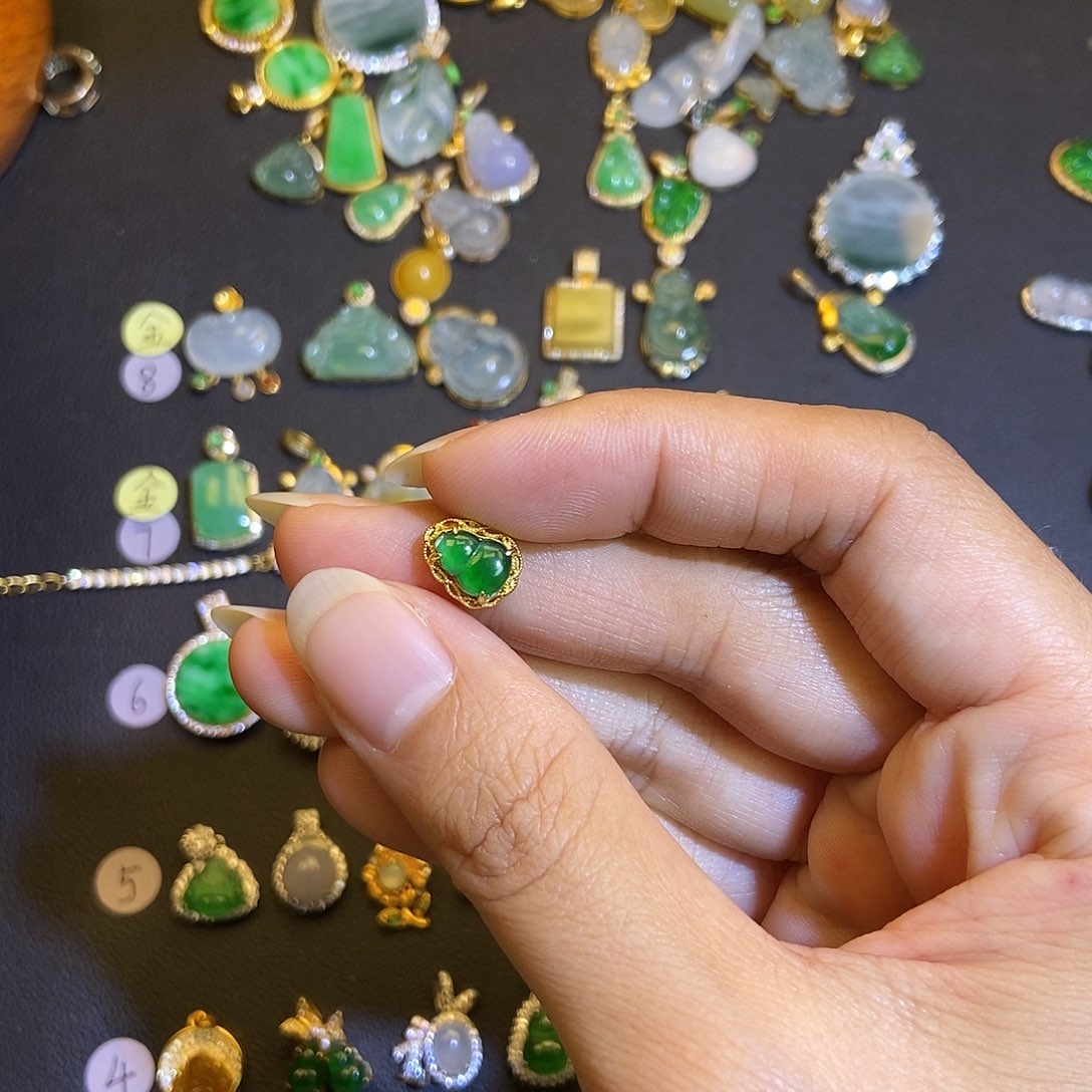 翡翠银S925镶嵌吊坠(不含链)