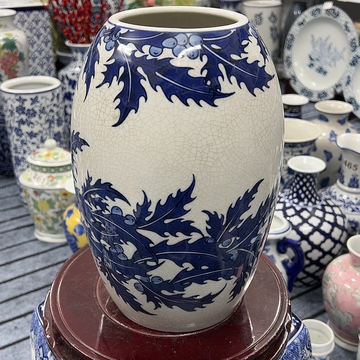 摆件青花瓷手工手绘高温釉下彩冬瓜器型花瓶，福利放漏