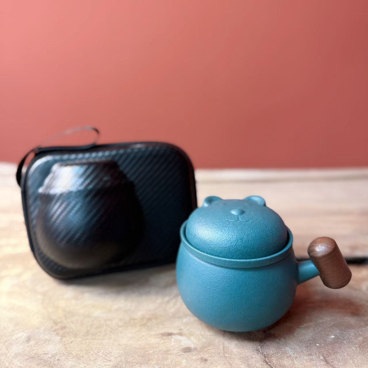 绿熊小熊泡茶杯陶瓷茶水分离家用办公杯马克杯创意咖啡水杯B0017