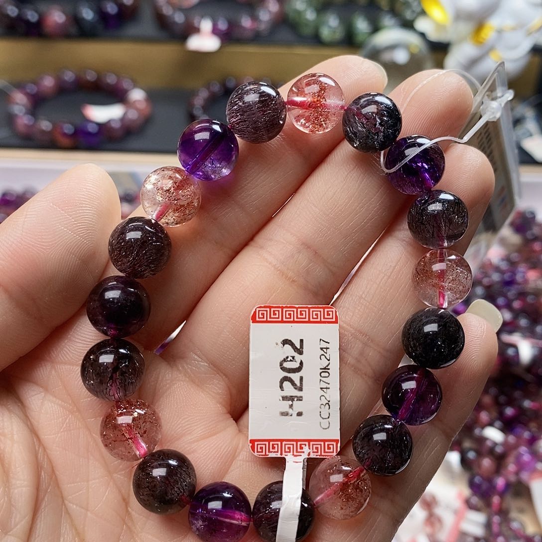 未镶嵌手链水晶10.4黑加仑超七H202
