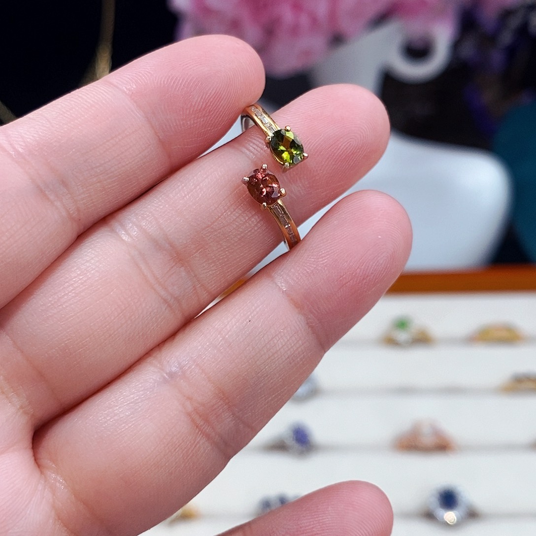 碧玺戒指银S925镶嵌2896