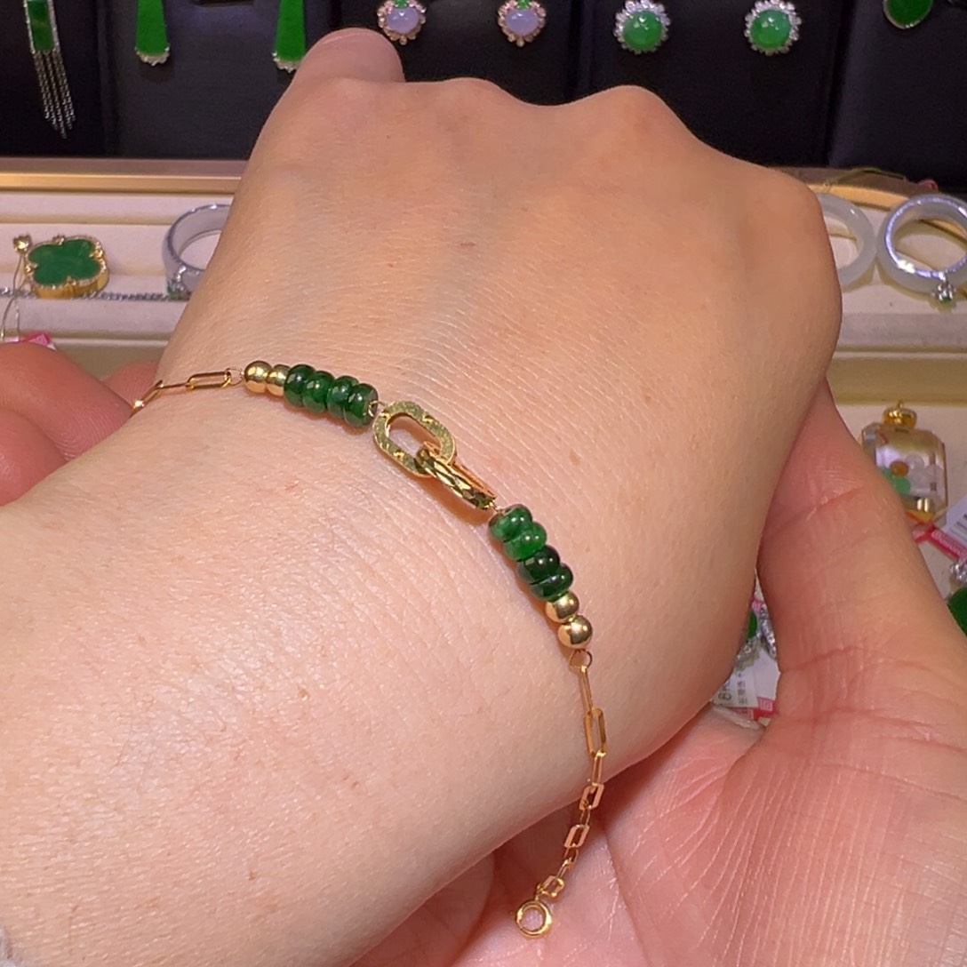 翡翠颈饰18K金镶嵌手链