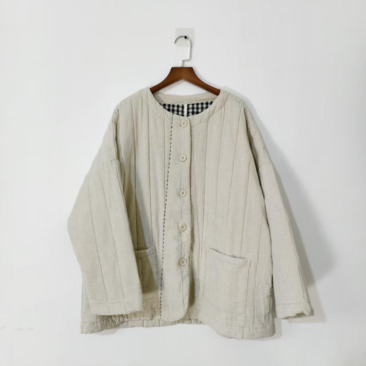 【大梅子推荐】设计款亚麻拱针绣棉服JG5200A