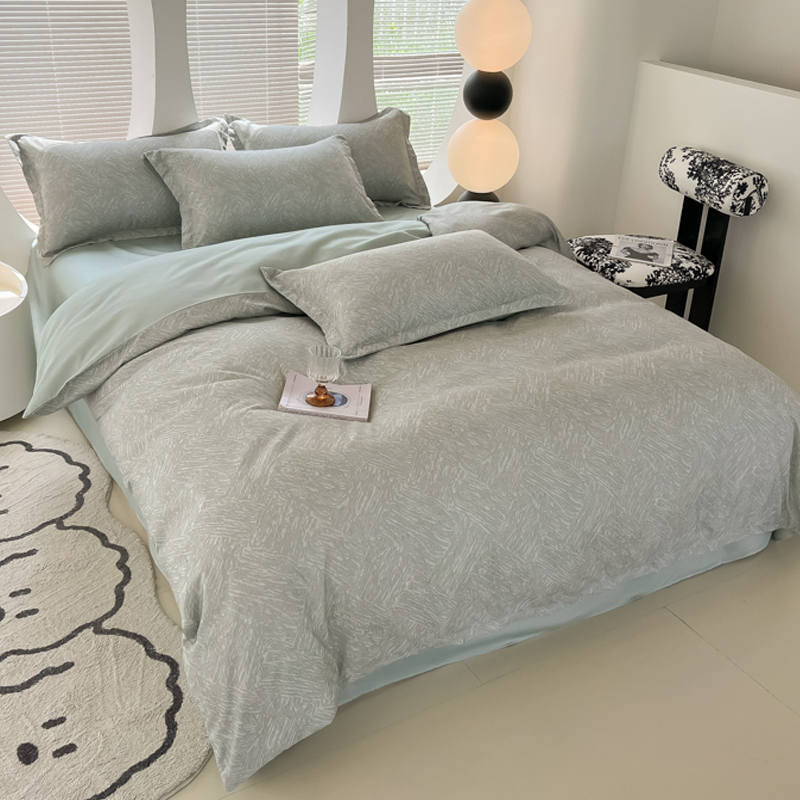 简约斜纹亲肤床上用品四件套床单被套秋冬加厚被罩单双人学生宿舍