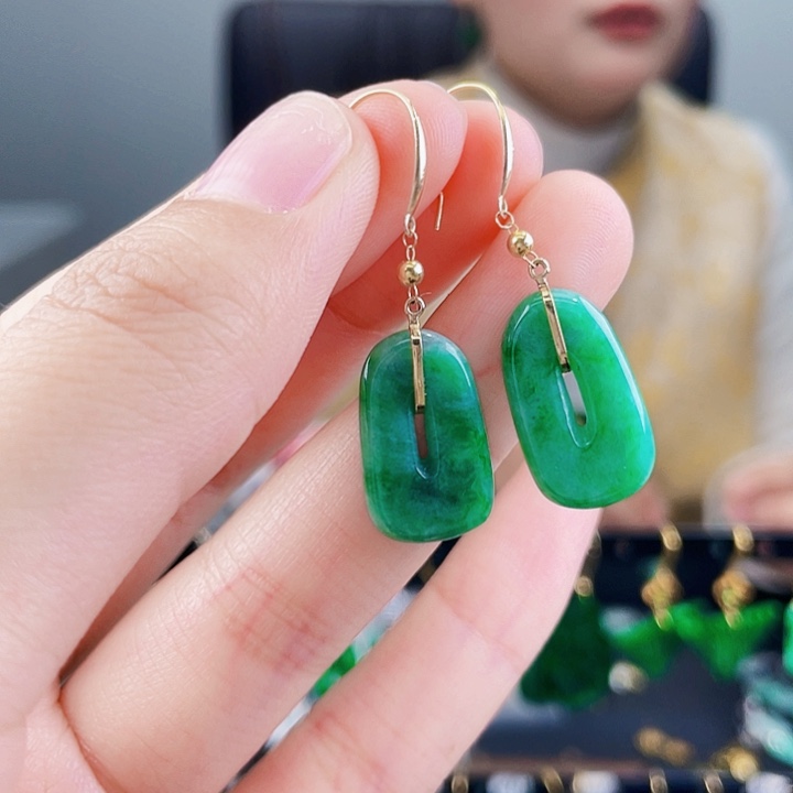 翡翠耳饰18K金镶嵌饰品