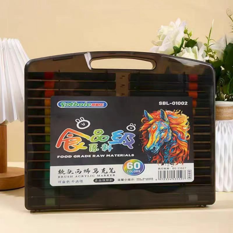 斯柏乐SBL-01002食品级软头丙烯马克笔60色