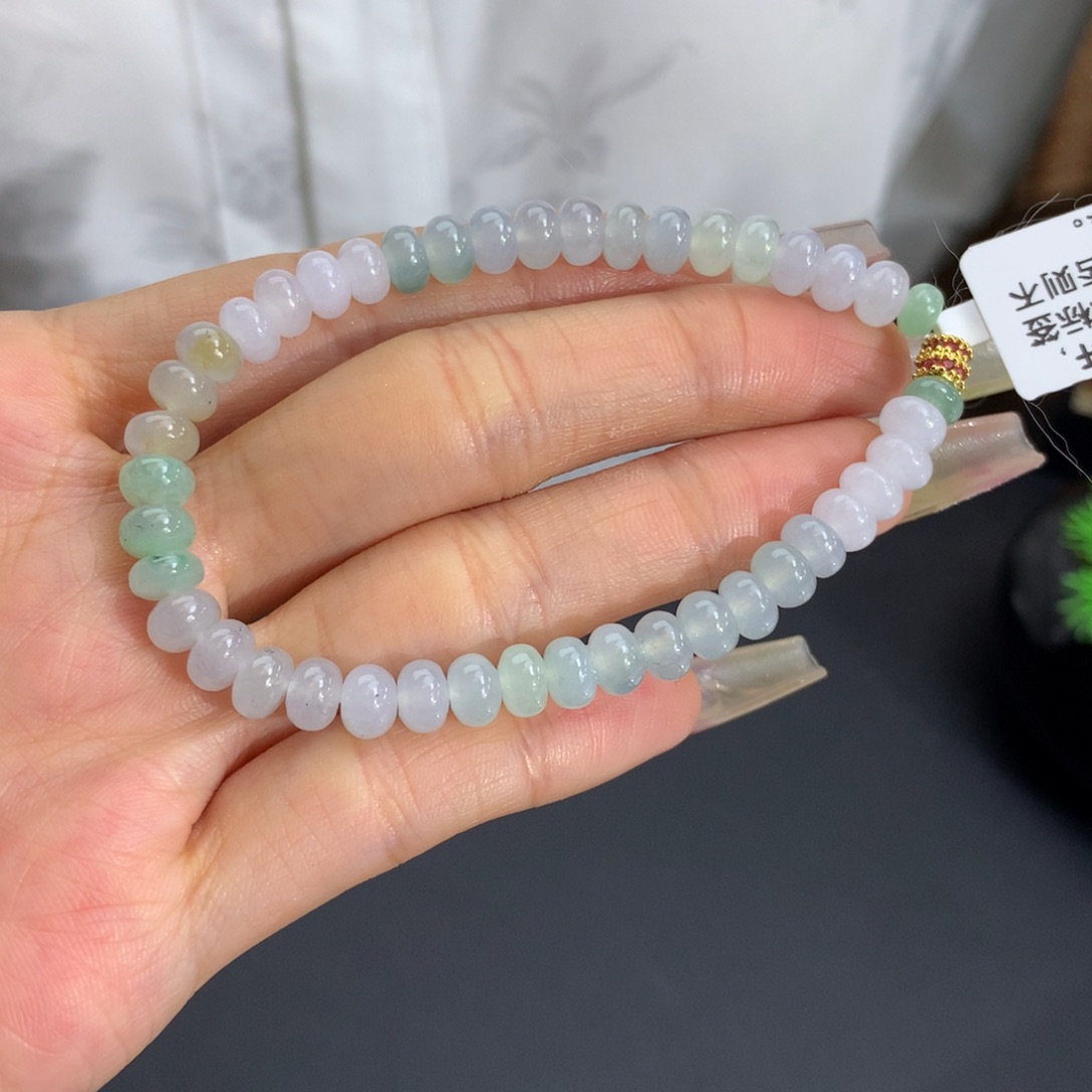 未镶嵌手链翡翠卡5.9冰胶马卡龙鼓珠手串