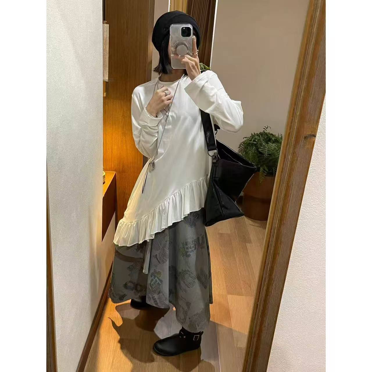 四季季新款小众百搭不规则斜边上衣#9131