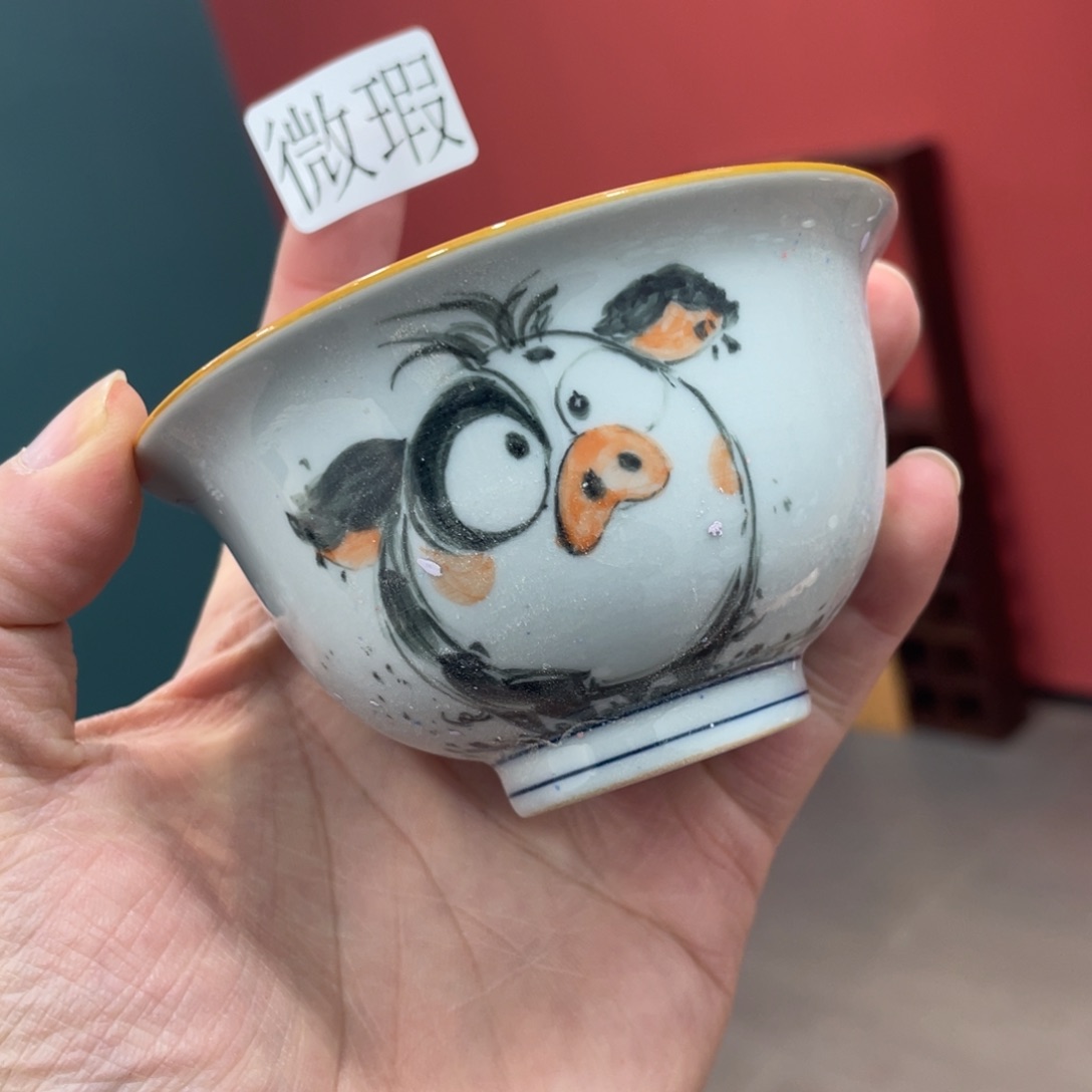 釉下手绘茶具微瑕