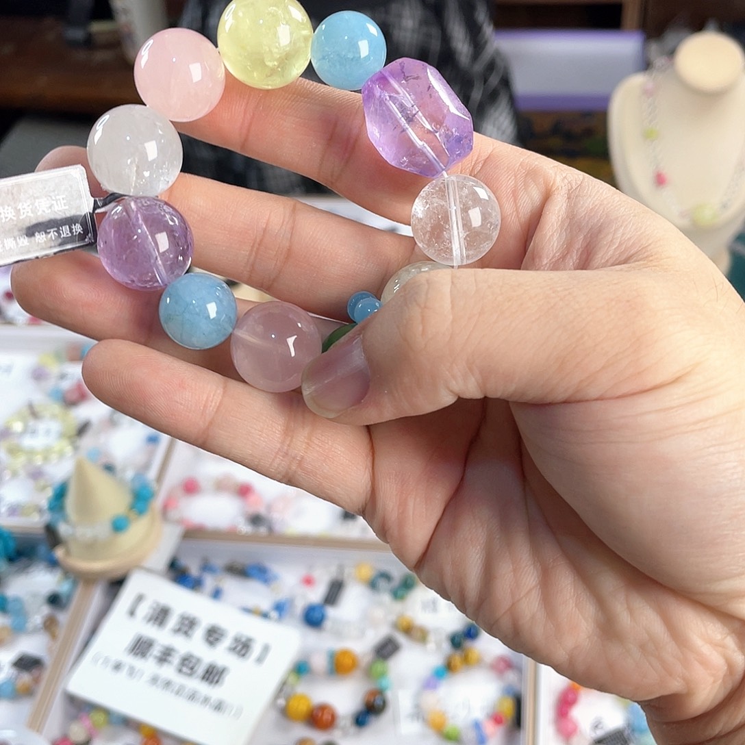 水晶手链银S925镀金镶嵌