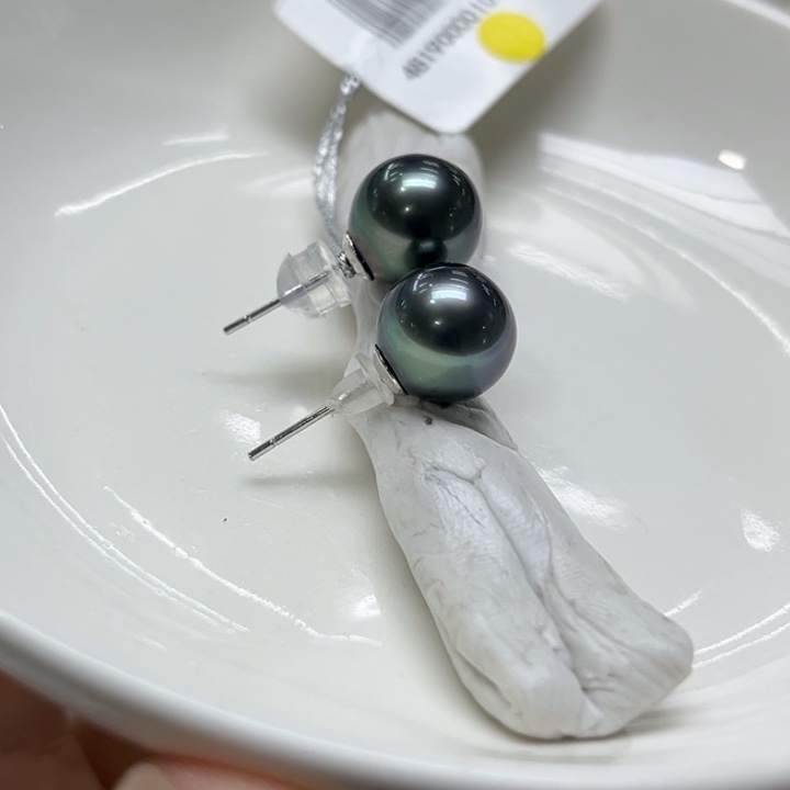 银S925镶嵌耳饰海水珍珠9-10mm