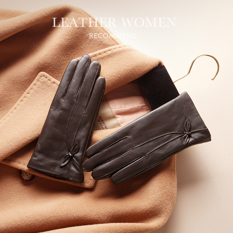 真皮手套女士秋冬加绒加厚保暖触屏开车骑行电动车防风寒
