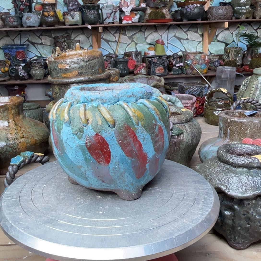 红陶粗砂陶瓷花盆