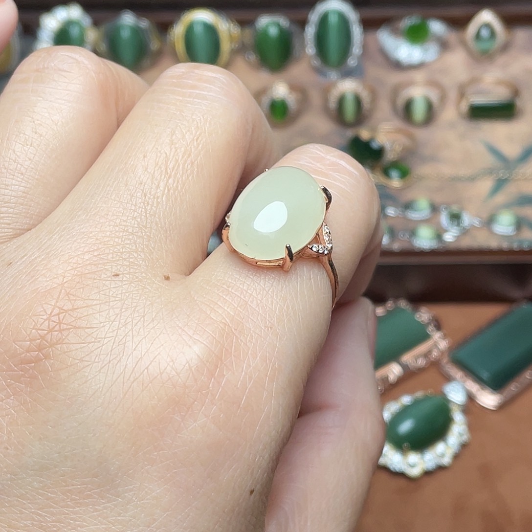 和田玉银S925镶嵌吊坠(不含链)