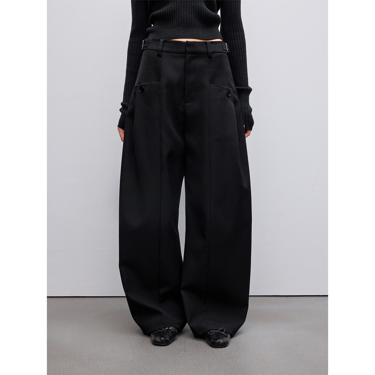 RandomPiece25冬新品 羊毛混纺腰头可调节设计挺括休闲宽松西装裤