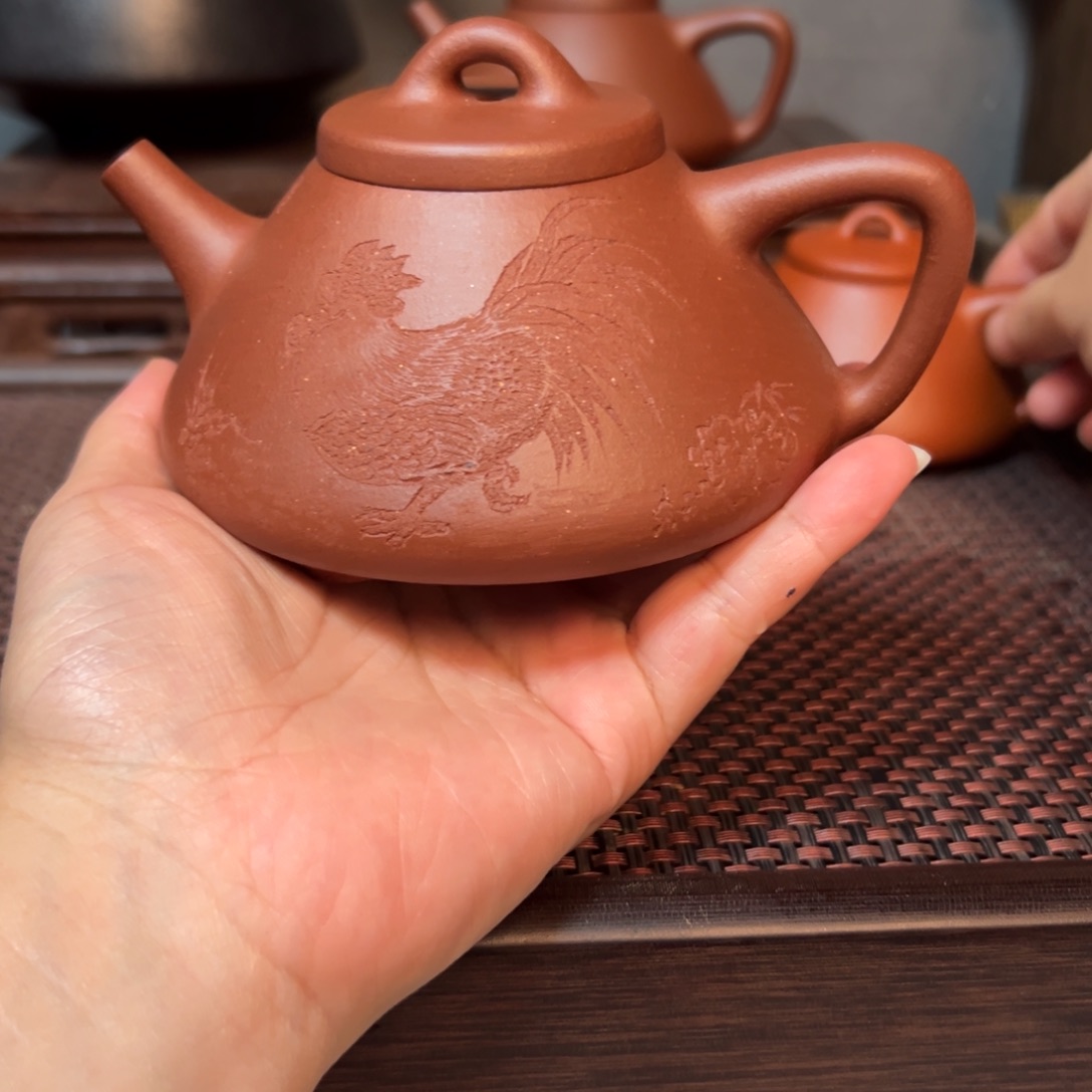 海***月茶壶紫砂宜兴紫砂全手工底槽清石瓢