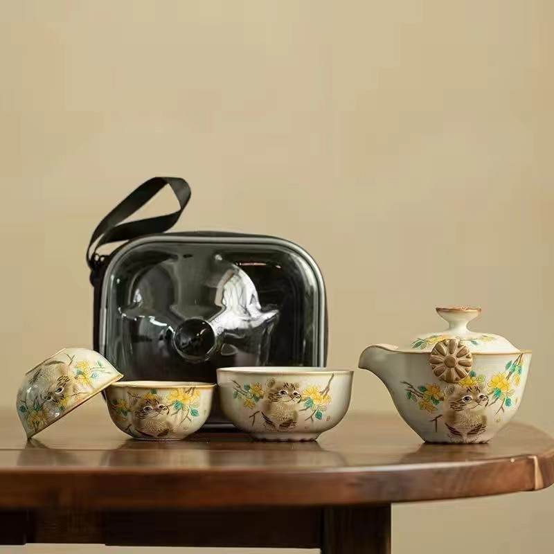 KK0256-御黄汝窑黄花猫旅行套