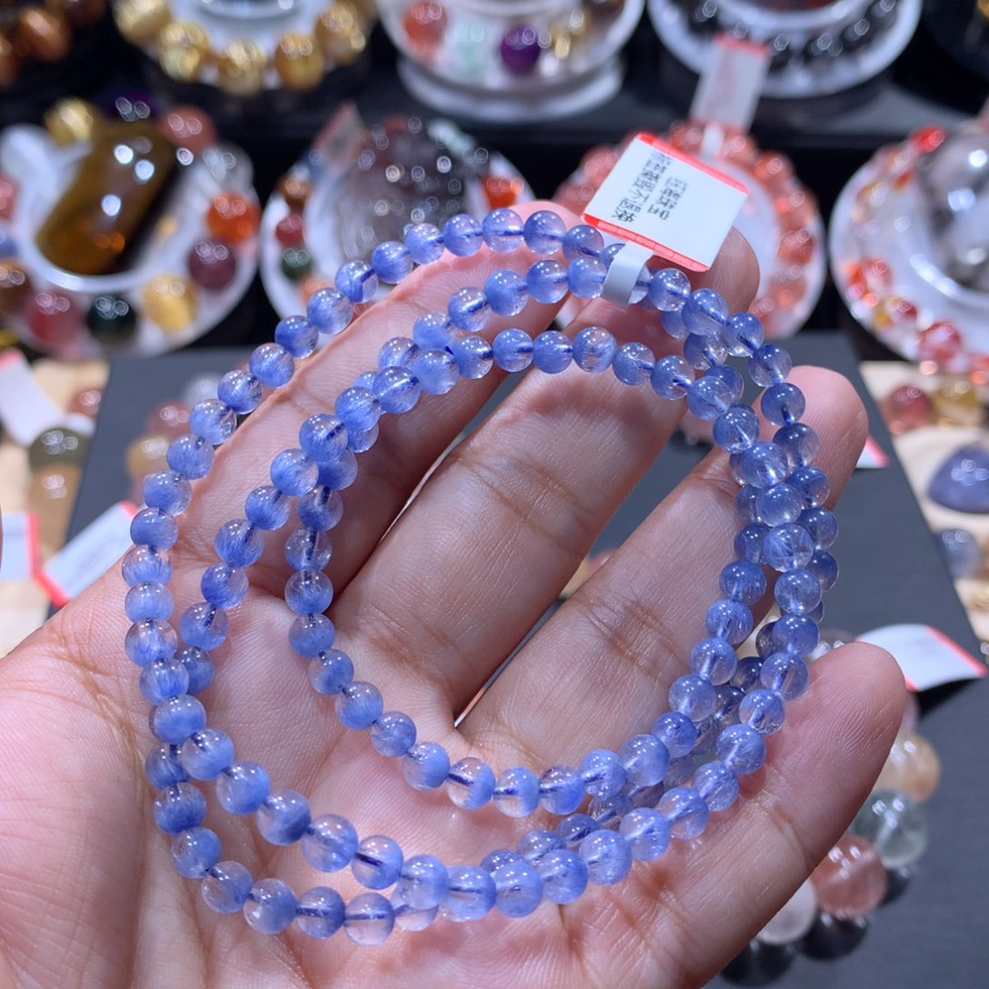 未镶嵌手链水晶蓝线石多圈4.8mm
