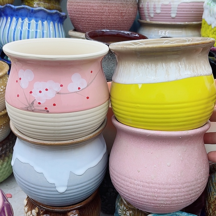 多肉绿植陶瓷花盆9.9包邮，有孔