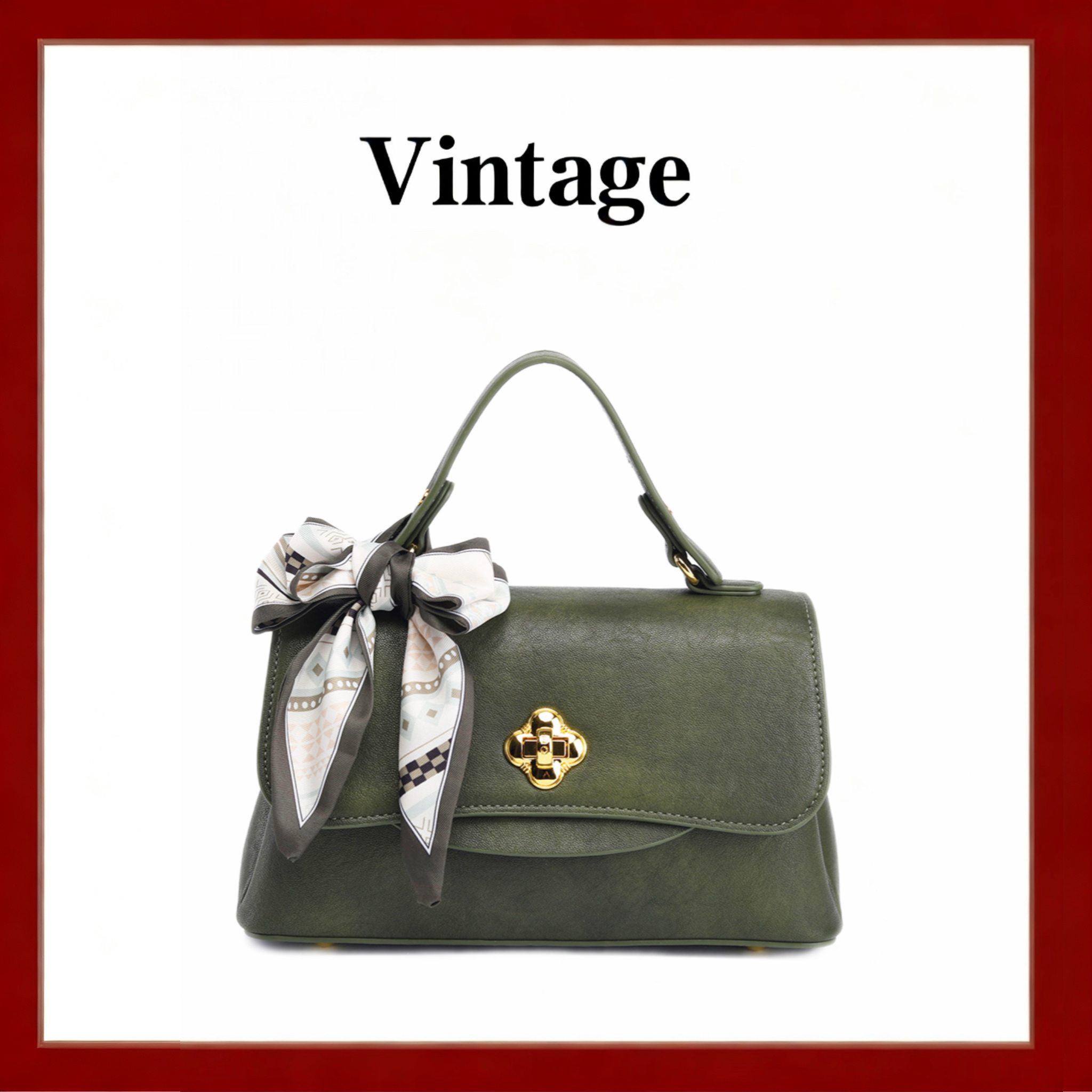 轻奢百搭复古休闲潮流单肩斜挎包1460橄榄绿