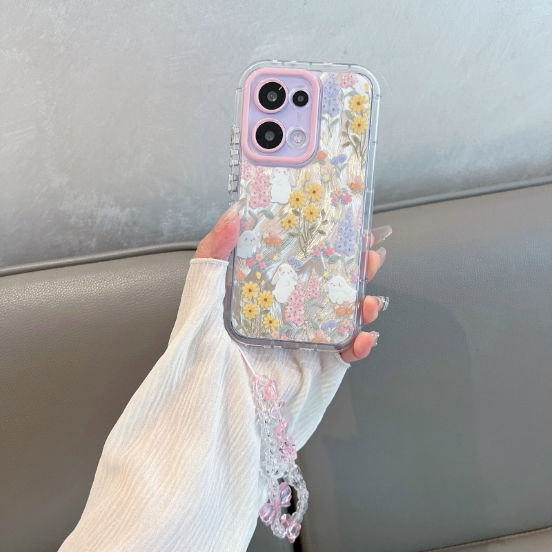 适用opporeno14手机壳防摔苹果17pro花朵兔子华为荣耀400小米vivo