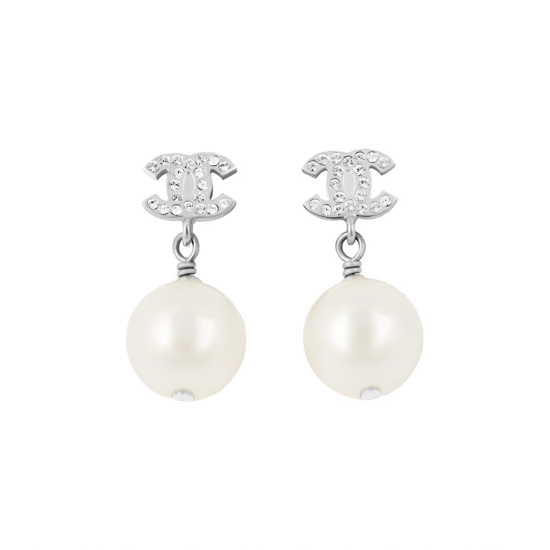 全新未使用 Chanel/香奈儿 小花6欢 双C水钻logo 耳钉树脂